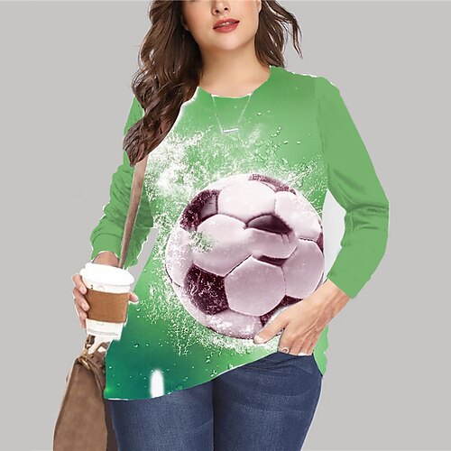 

Mulheres Plus Size Blusas Moletom Gráfico Estampado Manga Longa Crewneck Básico Verde Verde Escuro Preto Tamanho grande XL XXL 3XL 4XL 5XL / Tamanhos Grandes / Tamanhos Grandes