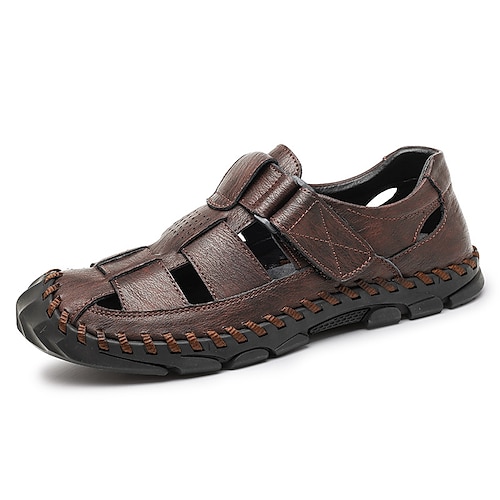

Men's Sandals Fisherman Sandals Comfort Sandals Casual Beach Daily Nappa Leather Black Brown Gray Spring