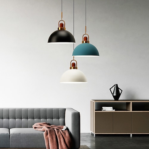 

LED Pendant Light Modern Nordic Design Kitchen Island Light Black White Gray Blue Pink Dark Blue 35cm Single Design Metal Painted Finishes 110-240 V