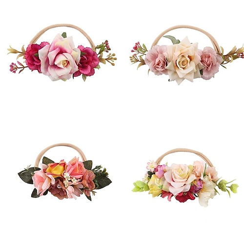 

Kids Baby Girls' Creative Simulation Rose Flower Baby Headband Super Soft And High Stretch Nylon Children's Thin Hairband