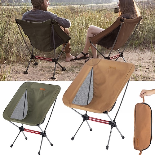 

Camping Chair Portable Ultra Light (UL) Multifunctional Foldable Aluminum Alloy for 1 person Fishing Beach Camping Traveling Autumn / Fall Winter Yellow Green / Breathable / Comfortable