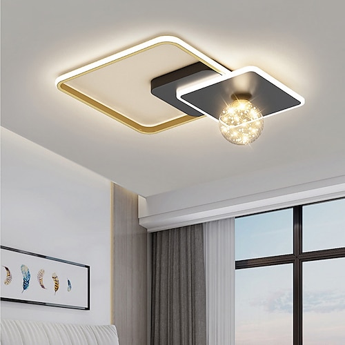 

LED Ceiling Light Modern Square 40 50 cm Flush Mount Lights Metal Modern Style Geometrical Painted Finishes Acrylic Glass Lampshade Light String Natural White 6W