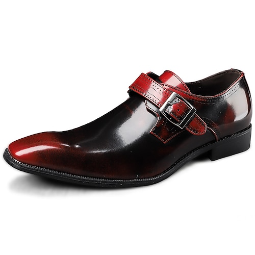 

Men's Loafers Slip-Ons Vintage British Party Evening Office Career PU Black / Red Black Khaki Gradient Fall Summer / Square Toe