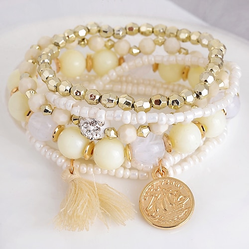 

layered bracelet fashion gorgeous beauty head coin peach heart pendant with metal tassels versatile multi-layer bracelet