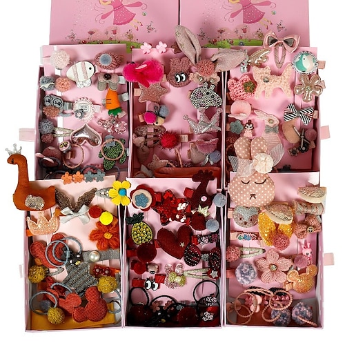 

24 Pieces Of Girl's Headdress Gift Box Set Clip Baby Hairpin kids' Hair Accessories Girl Hairpin Head Rope Rubber Band