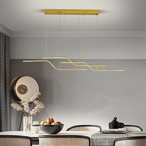 

LED Pendant Light Kitchen Island Light Modern Black Gold 120cm Single Design Chandelier Aluminum Artistic Style Modern Style Stylish Painted Finishes 220-240V 110-120V