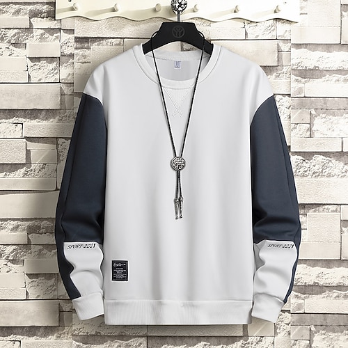 

Men's Khaki Gray White Black Round Neck Solid Color Streetwear Cool Work Winter Clothing Apparel Hoodies Sweatshirts Long Sleeve Slim
