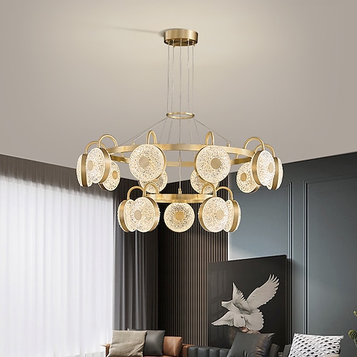 

LED Pendant Light Circle Ring Design Modern Gold Sputnik Design Chandelier Copper Modern Style Sputnik Brass 15 10 8 6 Heads 220-240V 110-120V