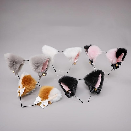 

Cute Plush Bell Bow Tie Lolita Headdress Fox Ear Accessories Cat Ears Headband