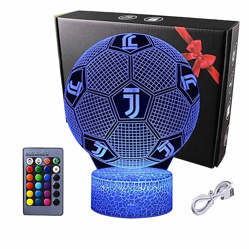 

3D Night Lights Football Euro Cup for Kids Baby Teen Children 3D Soccer Illusion Lamp Birthday Party Gift for Sport Fans Bedside Table Desk Multi Color Remote Lamp Living Room Decor Nursery Lighting