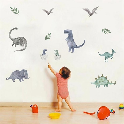 

Adesivo de parede dos desenhos animados quarto das crianças adesivos de parede dinossauro dos desenhos animados decoração de parede removível pvc diy decoração de parede decalque de parede