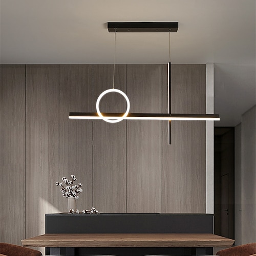 

LED Pendant Light Kitchen Island Light Modern Black Gold 90cm Single Design Chandelier Aluminum Artistic Style Modern Style Stylish Painted Finishes 220-240V 110-120V