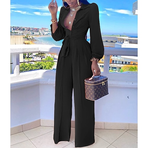 

Per donna Tuta Tinta unica Informale Standard Manica lunga Arancione Rosso rosa Nero XS S M Estate