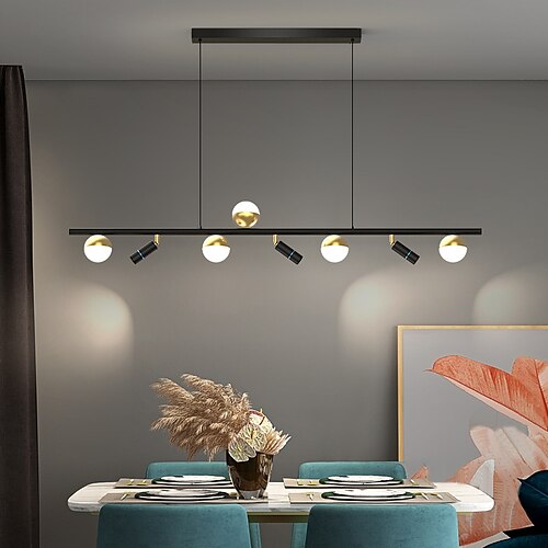 

LED Pendant Light Kitchen Island Light With Spot Light Modern Black And Gold Lantern Desgin Chandelier Metal Painted Finishes 220-240V 110-120V