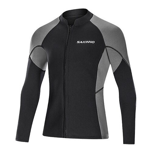 

Men's Wetsuit Top 2mm Nylon SCR Neoprene Top Thermal Warm Quick Dry High Elasticity Long Sleeve Front Zip - Swimming Diving Surfing Snorkeling Patchwork Autumn / Fall Winter Spring / Summer