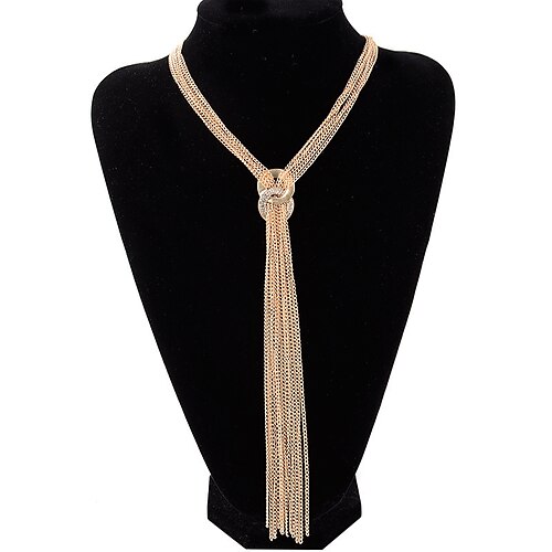 

boutique collar-moda europea y americana metal brillante círculo conciso borla collar largo / cadena de suéter para mujer