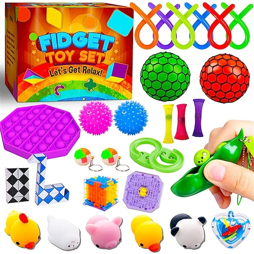 

Sensory Fidget Toys Pack for Boy Girl - Fidgetget Toy Box Set Cheap Fidgets Anxiety Relief Mochi Squishy Fidget Toy Bundle for Autistic ADHD Party Gift Adult Christmas Boy Girl Ages 5 6 7 8 9 10 11