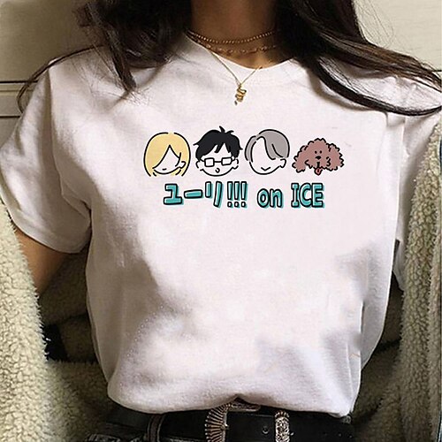 

Yuri on Ice Cosplay Anime Cartoon Manga Print Harajuku Graphic Kawaii T-shirt For Men's Women's Adults' Hot Stamping Polyester / Cotton Blend