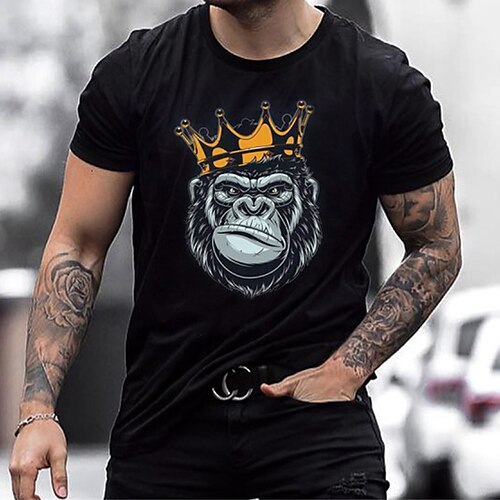 

Men's Unisex T shirt Tee Tee Orangutan Round Neck Black Print Zero two Plus Size Casual Short Sleeve Print Clothing Apparel Designer Big and Tall Esencial / Summer / Summer