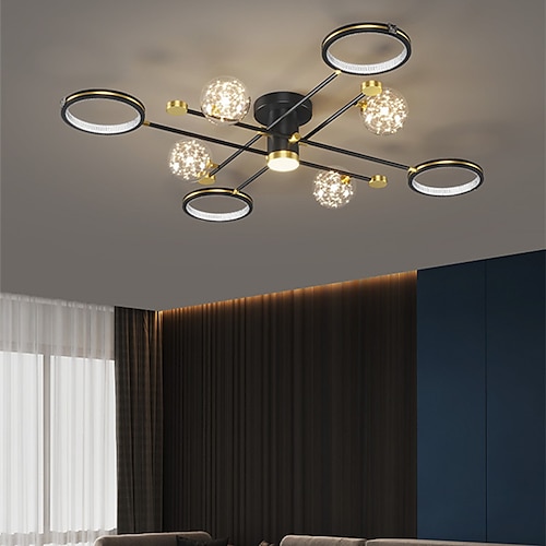 

LED Ceiling Light Circle Ring Globe Design Black Gold 120 cm Flush Mount Lights Metal Artistic Style Modern Style Stylish Painted Finishes LED Modern 220-240V