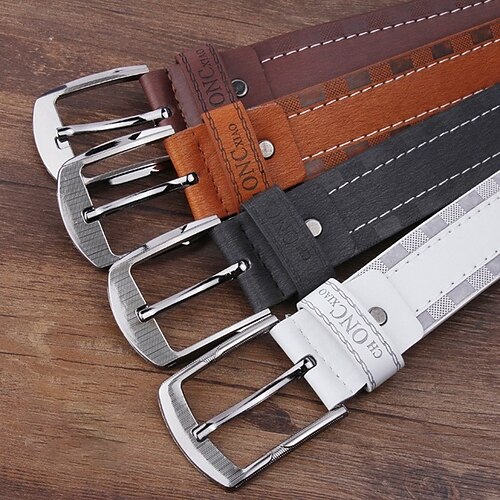 

Men's Belt leatherette Wine Brown White Black Designer Belts Office / Career Daily Wear Solid Color
