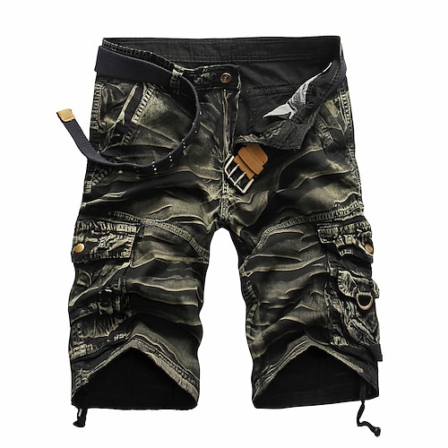 

Men's Cargo Shorts Hiking Shorts Tactical Shorts Military Camo Summer Outdoor Ripstop Breathable Quick Dry Multi Pockets Shorts Bottoms Below Knee Black Army Green Cotton Hunting Fishing Climbing 29