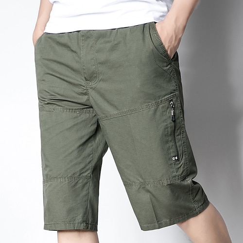 

Per uomo Pantaloncini modello cargo Pantaloncini pantaloncini capri Cerniera Vita elastica Multi tasca Liscio Comfort Indossabile Polpaccio Informale Giornaliero Per eventi 100% cotone Essenziale