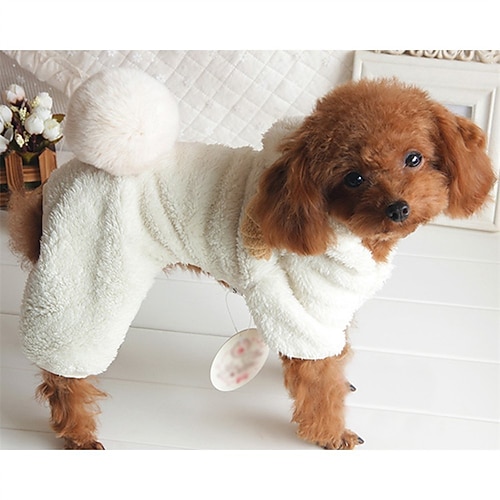 

Dog Costume Solid Colored Leisure Adorable Casual / Daily Winter Dog Clothes Puppy Clothes Dog Outfits Warm White Costume for Girl and Boy Dog Cotton XS S M L XL