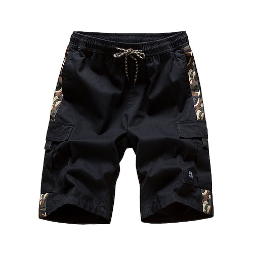 

Men's Cargo Shorts Shorts Baggy Shorts Hiking Shorts Drawstring Elastic Waist Straight Leg Camouflage Solid Colored Comfort Wearable Work Daily Streetwear Casual Black Light Green Micro-elastic