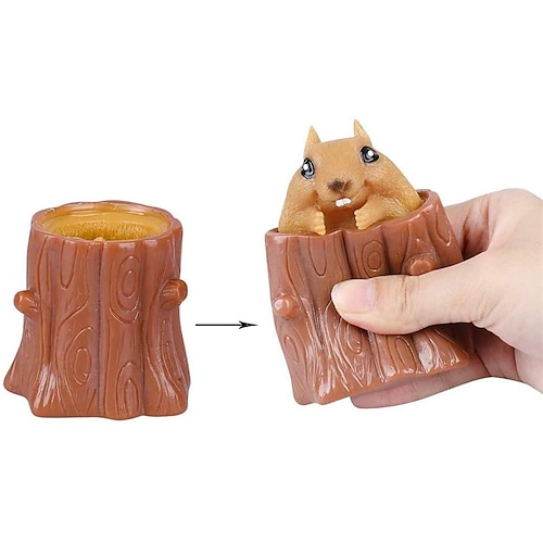 

2 PCS Set Squeeze Squirrel Toys Decompression Evil Squirrel Cup, Silicone Fidget Toys, Squishes Toy Stress Relief for Boy Girl & Adult Tricky Funny Squeeze Toys