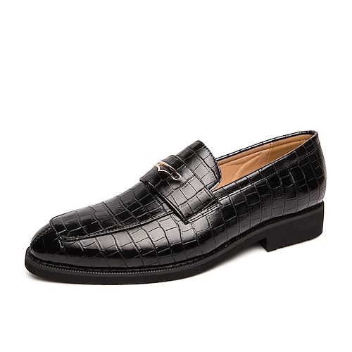

Men's Loafers & Slip-Ons Penny Loafers Crocodile Pattern Business Casual Classic Daily Party & Evening Patent Leather PU Warm Black Red Winter Fall