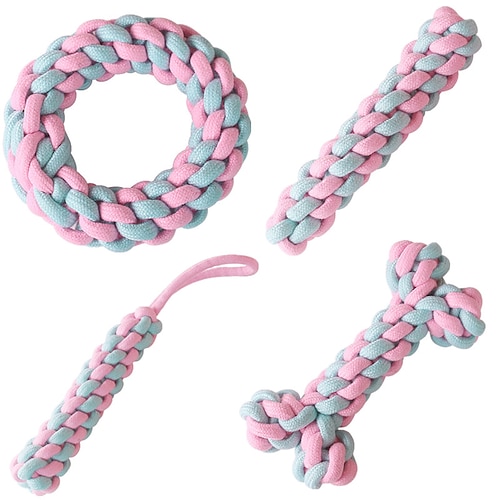 

Chew Toy Teeth Cleaning Toy Dog Chew Toys Dog 4pcs Ball Pet Friendly Washable Adorable Pet Training Teething Rope Toy Polyester Gift Pet Toy Pet Play