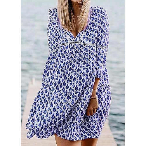

Women's Casual Dress Swing Dress Light Blue Black Long Sleeve Winter Fall Autumn Winter Dress Fall Dress Loose Fit S M L XL XXL