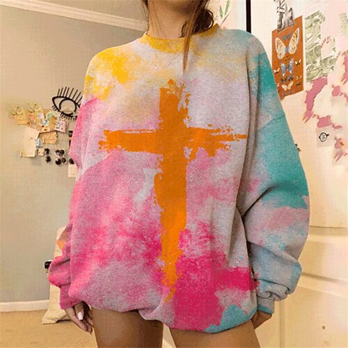 

Women's Sweatshirt Pullover Graphic Tie Dye Print Daily Sports 3D Print Active Streetwear Hoodies Sweatshirts Blue Yellow Orange