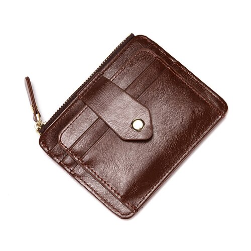 

Unisex 2022 Wallet PU Leather Zipper Solid Color Daily Office & Career Black Coffee