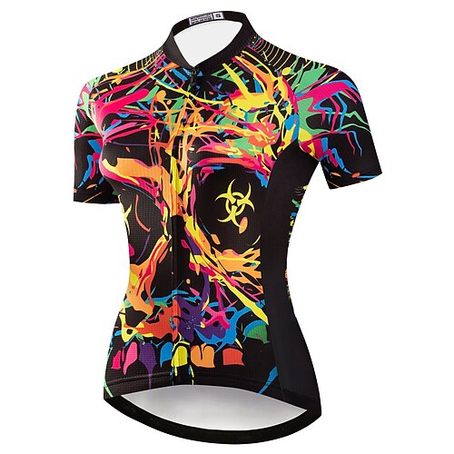 

21Grams Women's Cycling Jersey Short Sleeve Bike Jersey Top with 3 Rear Pockets Mountain Bike MTB Road Bike Cycling Fast Dry Breathable Quick Dry Moisture Wicking Black Graphic Polyester Spandex