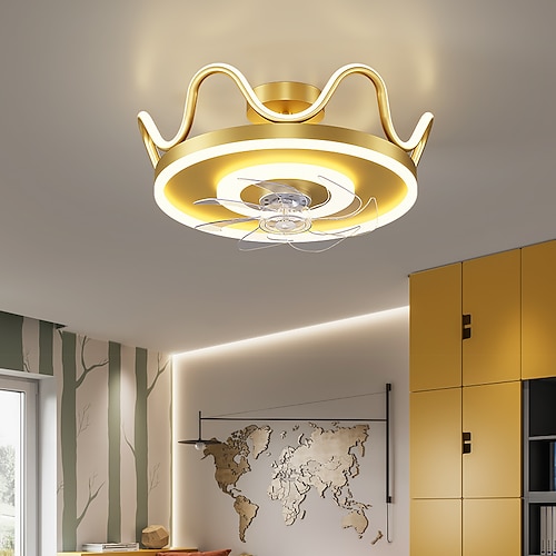 

LED Ceiling Fan Light Gold Crown Design 46 cm Dimmable Ceiling Fan Aluminum Artistic Style Vintage Style Modern Style Painted Finishes LED Nordic Style 220-240V 110-120V
