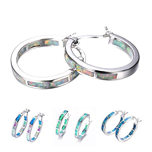 

life stage fire created-opal 925 sterling silver round hoop dangle earrings women's fashion jewelry orange one size