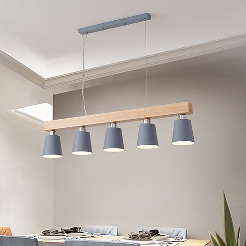 

LED Pendant Light Kitchen Island Light Modern Nordic Wood Black White Gray 70cm 100cm Dimmable Pendant Light Metal Painted Finishes 220-240V 110-120V