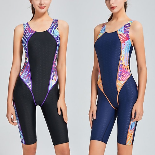 

Women's One Piece Swimsuit Bodysuit Bathing Suit Swimming Surfing Beach Patchwork Swimwear UV Sun Protection Breathable Quick Dry Nylon Sleeveless Beach Wear / Summer / Stretchy / Lightweight