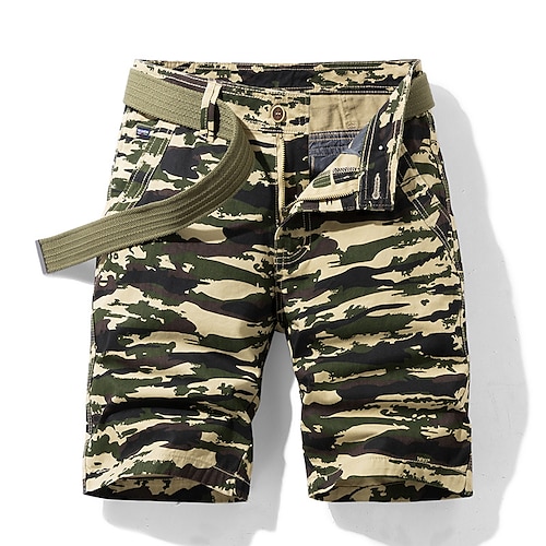 

Men's Cargo Shorts Multiple Pockets Camouflage Comfort Breathable Knee Length Casual Daily 100% Cotton Fashion Streetwear ArmyGreen Khaki