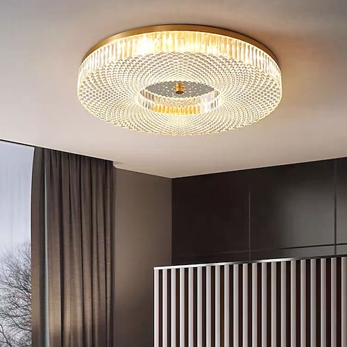 

LED Ceiling Light Crystal Round Gold Design 50cm Flush Mount Lights Copper Brass Modern Living Room Bedroom Dining Room 220-240V 110-120V