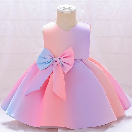 

Kids Little Girls' Dress Solid Colored Party Birthday Party Bow Red Knee-length Sleeveless Cute Sweet Dresses Children's Day All Seasons Slim 2-6 Years