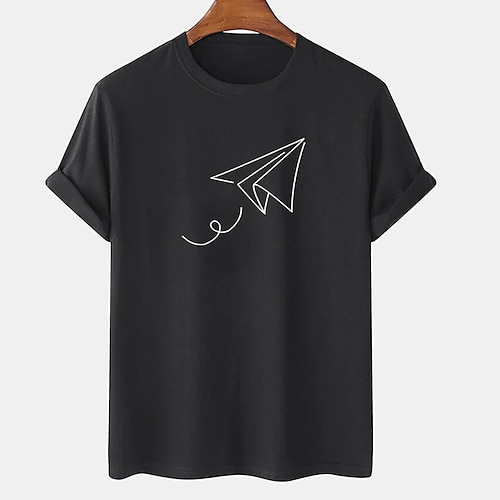 

Men's Unisex T shirt Tee Tee Paper Airplane Round Neck Gray White Black Print Plus Size Casual Vacation Short Sleeve Print Clothing Apparel Designer Big and Tall Esencial / Summer / Summer