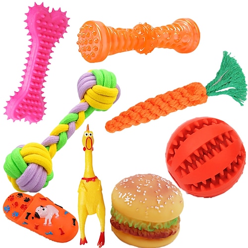 

Teeth Cleaning Toy Dog Chew Toys Cat Chew Toys Dog Kitten 8pcs Round Ball Pet Exercise Pet Training Teething Rope Toy Plastic Gift Pet Toy Pet Play