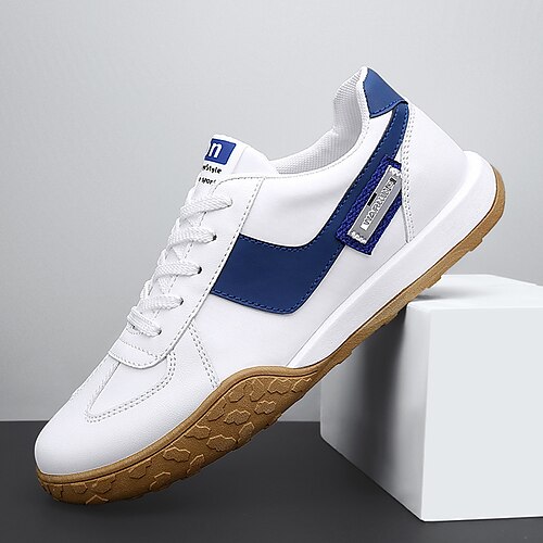 

Men's Sneakers Skate Shoes Sporty Casual Outdoor Daily Walking Shoes PU Breathable Non-slipping Wear Proof Black and White White / Blue Black Spring Summer