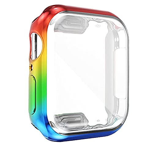 

rainbow gay pride case for apple watch series 6 44mm men,lgbtq iwatch 44 mm face cover bumper iridescent screen protector, smartwatch accessories series6/5/se round defense edge stuff coming out gifts