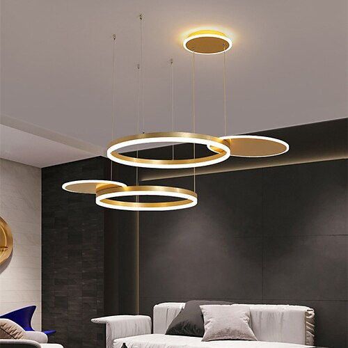 

LED Pendant Light Circle Design Coffee Gold 80 cm Chandelier Aluminum Artistic Style Formal Style Modern Style Painted Finishes 220-240V