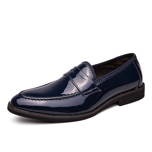 

Herren Loafer Slip On Abendschuhe Übergrössen Penny Loafers Geschäftlich Britisch Täglich PU Komfortabel Halbschuhe Schwarz Blau Frühling Herbst