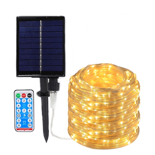 

Outdoor Solar String Light 1pcs 22m 200 LEDs 12m 100 LEDs Solar Leather Thread Outdoor Lamp Fairy String Lights For Holiday Christmas Party Waterproof Garden Backyard Patio Garland